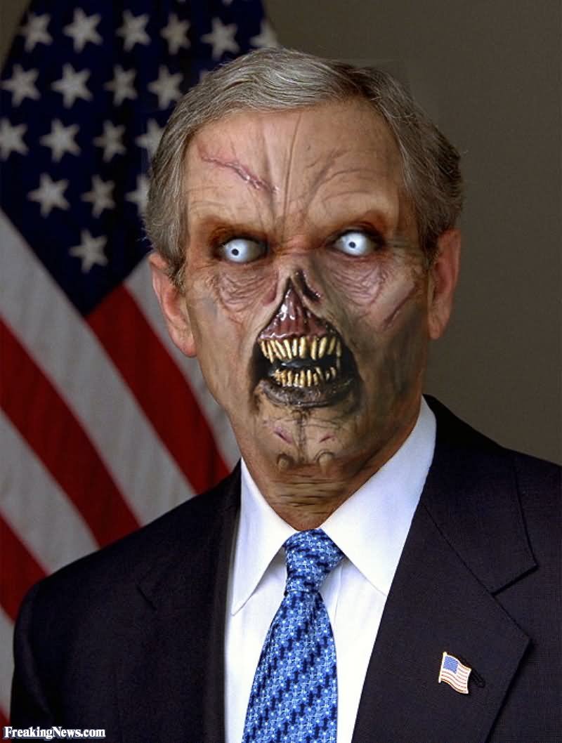 George Bush Zombie Face Funny Celebrity Picture