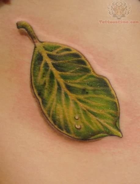 Green Leaf Tattoo Design Image