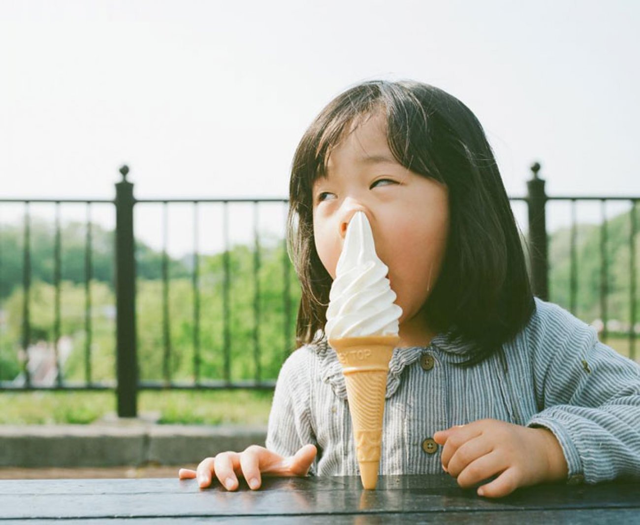 Ice Cream Cone In Girl Nose Funny Asian Girl Picture