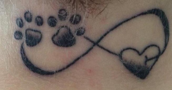 Infinity Heart And Infinity Puppy Paw Tattoos