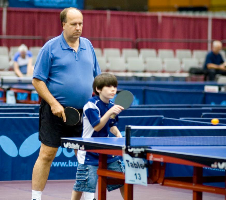 Kid And Man Playing Table Tennis Together Funny Picture