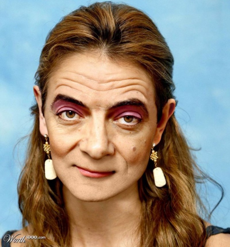 Mr Bean With Lady Face Photoshopped Funny Celebrity Picture