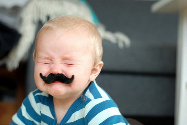 Mustaches Face Baby Funny Sad Picture