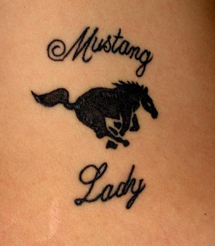 Mustang Lady - Black Mustang Tattoo Design