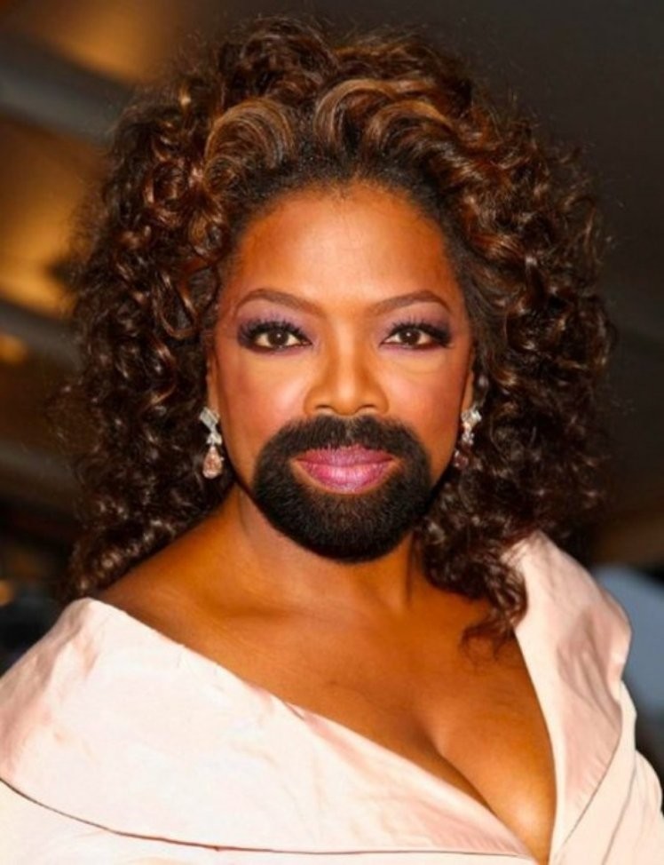 Oprah Winfrey Beard Face Funny Celebrity Picture