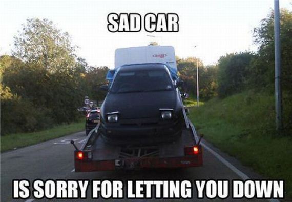 Sad Car Is Sorry For Letting You Down Funny Image
