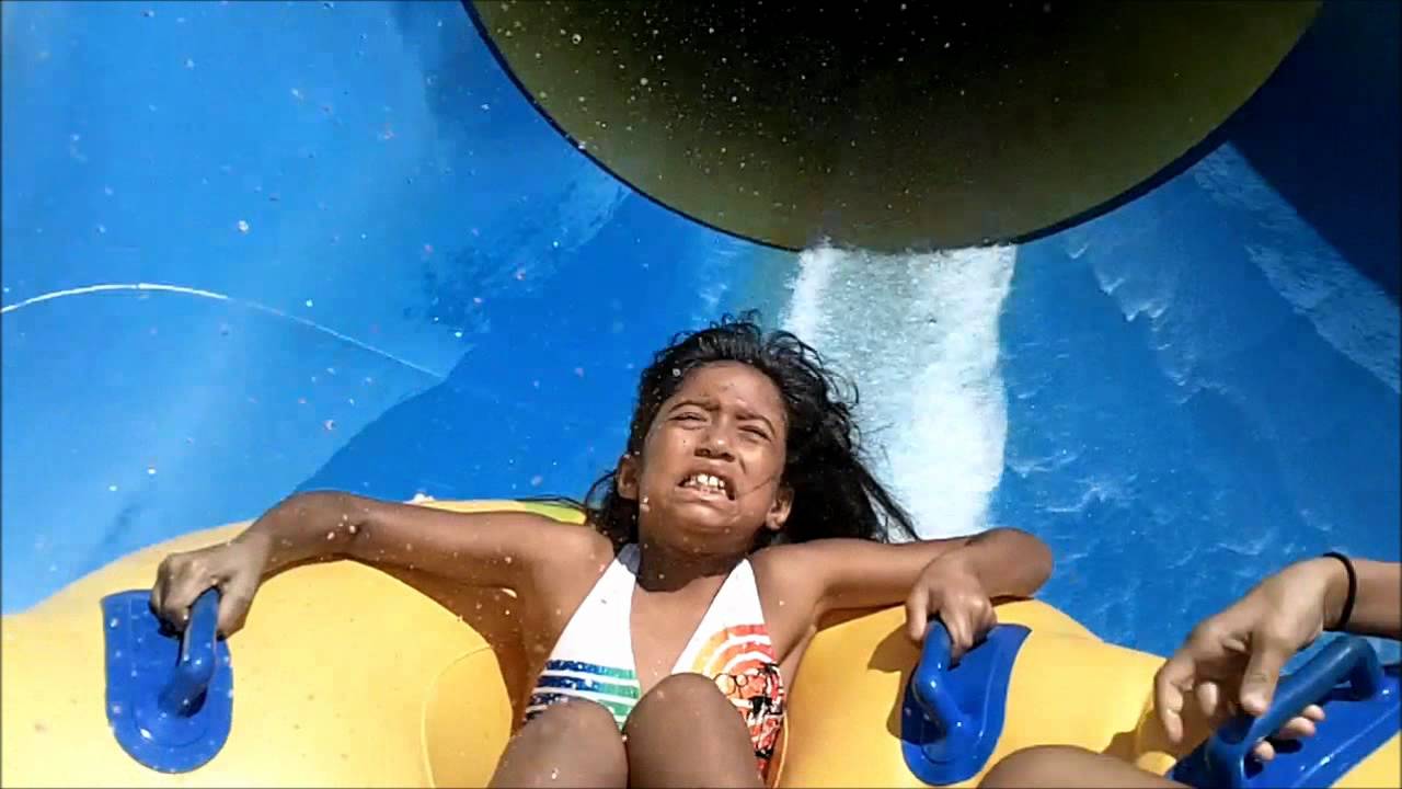 Scared Girl On Water Slide Funny Picture