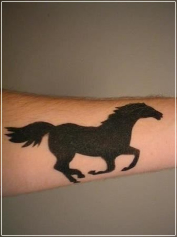 Silhouette Mustang Tattoo On Forearm