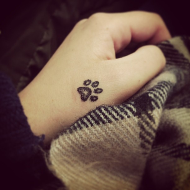 Small Dog Paw Tattoos On Left Hand