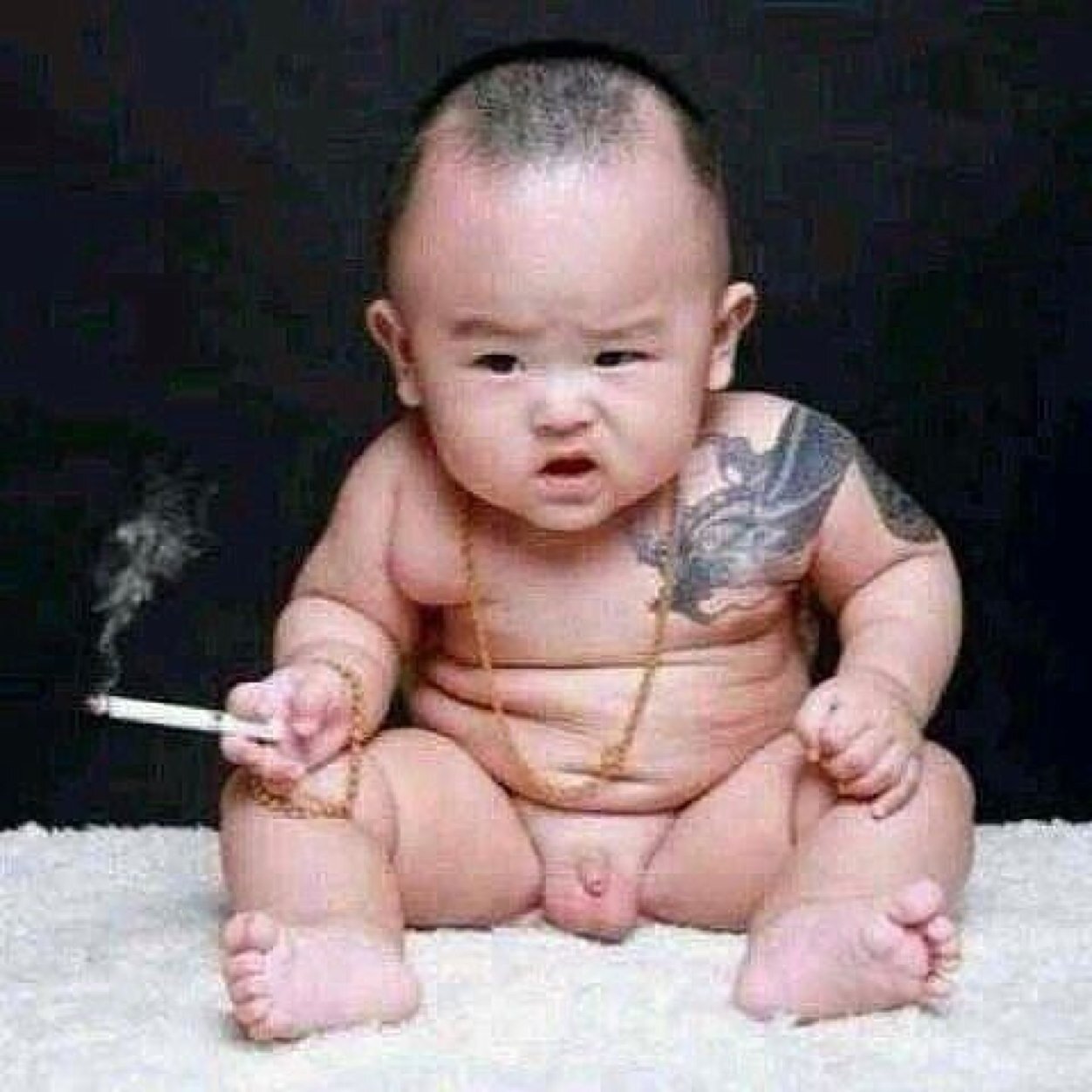 Smoking Kid Funny Asian Picture