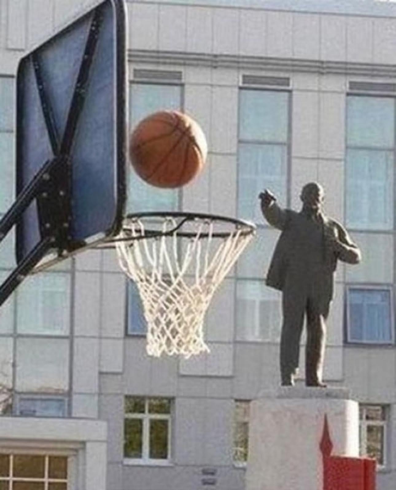 Statute Throwing Basketball Funny Unusual Angle