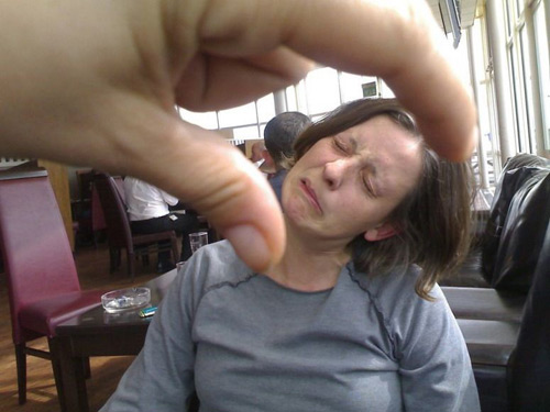 Twisting Head By Finger Funny Unusual Angle Picture