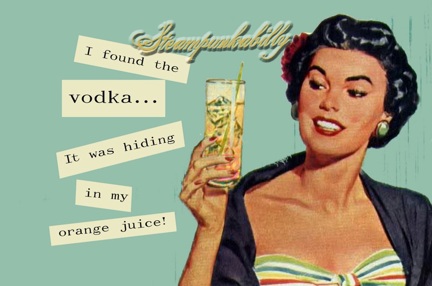 Vodka Hide In Orange Juice Funny Vintage Woman