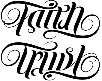 Ambigram Faith Trust Lettering Tattoo Stencil