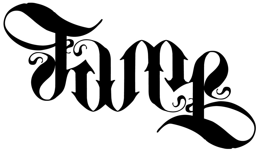 Ambigram Fame Lettering Tattoo Stencil