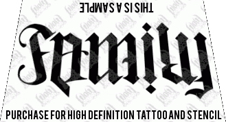 Ambigram Family Lettering Tattoo Stencil