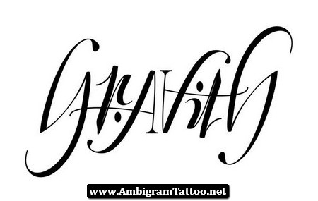 Ambigram Gravity Lettering Tattoo Stencil
