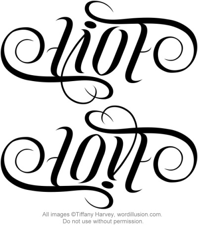 Ambigram Live Love Lettering Tattoo Stencil