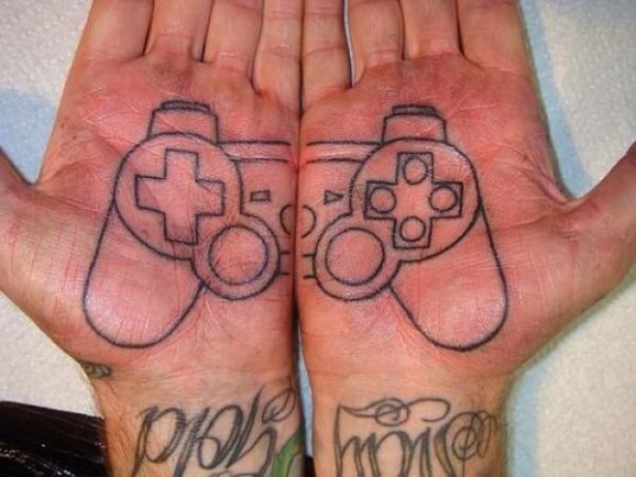 Awesome Game Remote Tattoo On Both Hand Palm