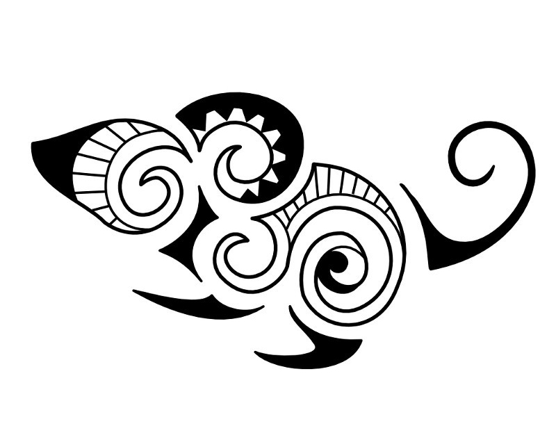 Black Maori Rat Tattoo Stencil