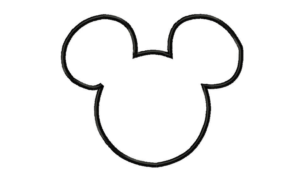 Black Mickey Mouse Face Outline Tattoo Stencil