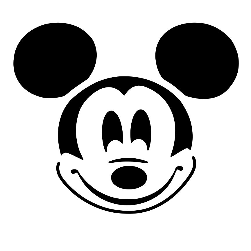 Black Mickey Mouse Face Tattoo Stencil
