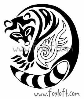Black Tribal Raccoon Tattoo Stencil By Foxfeather