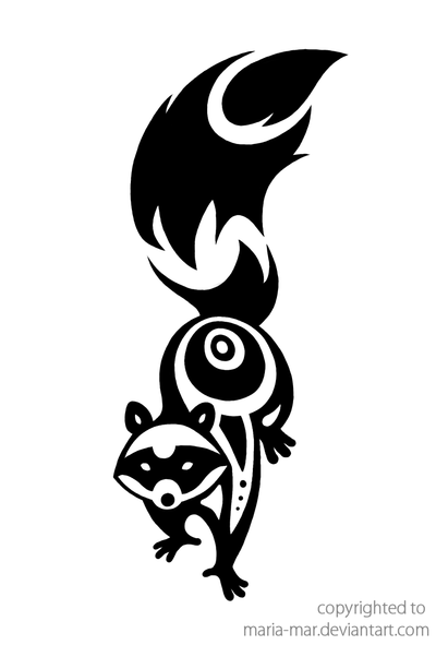 Black Tribal Raccoon Tattoo Stencil By Maria Mar