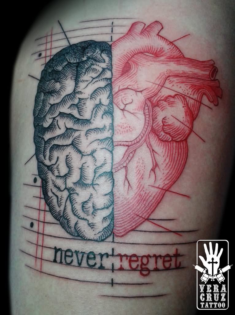 Brain With Real Heart Tattoo Design By Veracruz