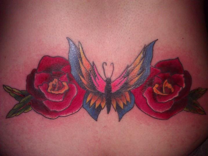 Butterfly And Rose Tattoo by Dandan91