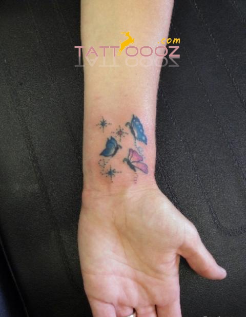 Colorful Butterfly Tattoos On Wrist