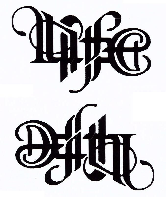 Death Life Ambigram Tattoo Design Sample