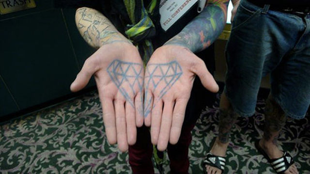 Diamond Tattoo On Both Hand Palm