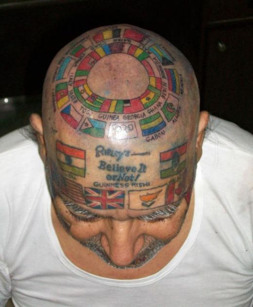 Flags Tattoo On Head Funny Picture
