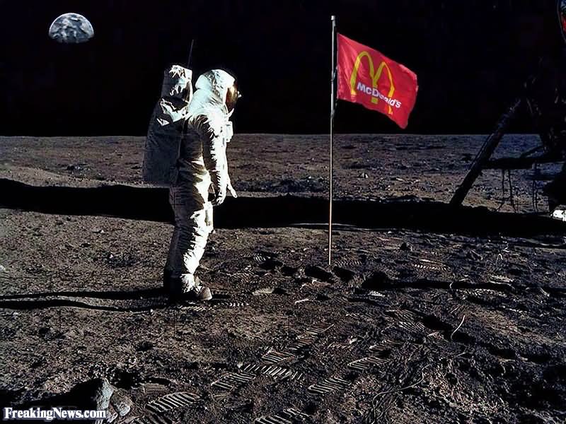 Funny Mcdonalds Flag On Moon