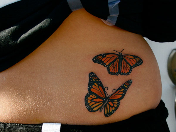 Monarch Butterfly Tattoo On Right Waist