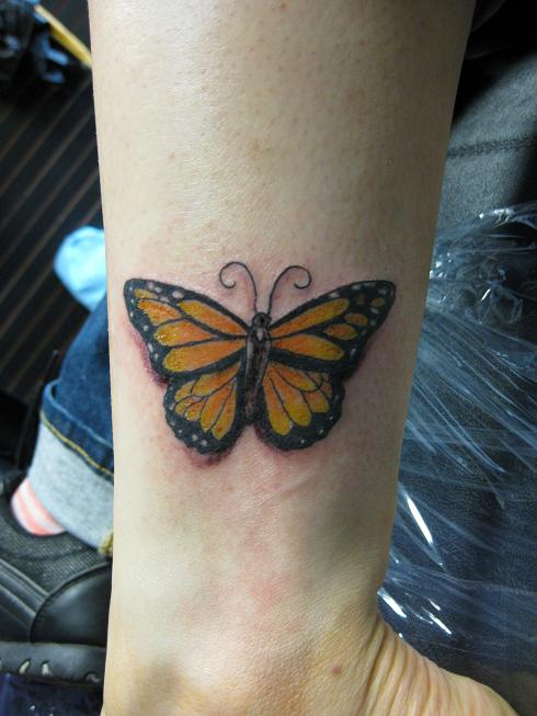 Monarch Butterfly Tattoo On Side Leg