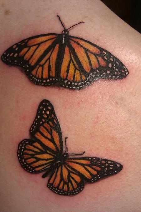 Monarch Butterfly Tattoos On Right Back Shoulder