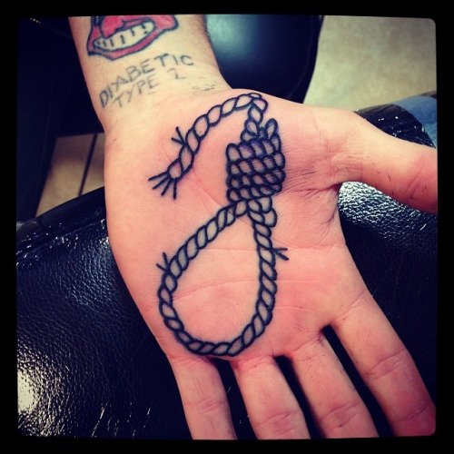 Noose Tattoo On Hand Palm By Billy White
