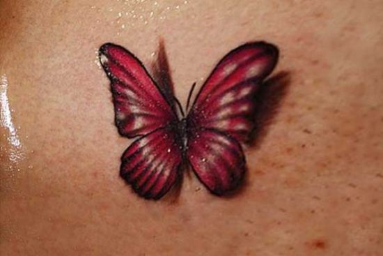 Red 3D Butterfly Tattoo