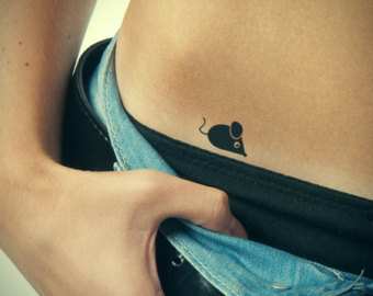 Silhouette Mouse Tattoo On Hip