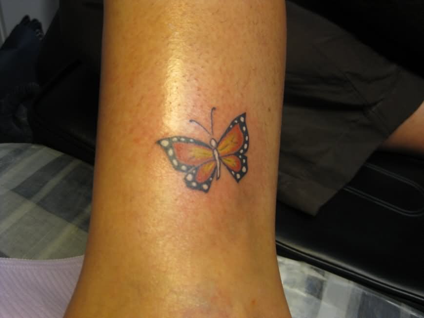 Small Monarch Butterfly Tattoo On Leg