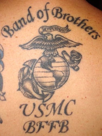 USMC BFFB - Black Ink Marine Logo Tattoo Design