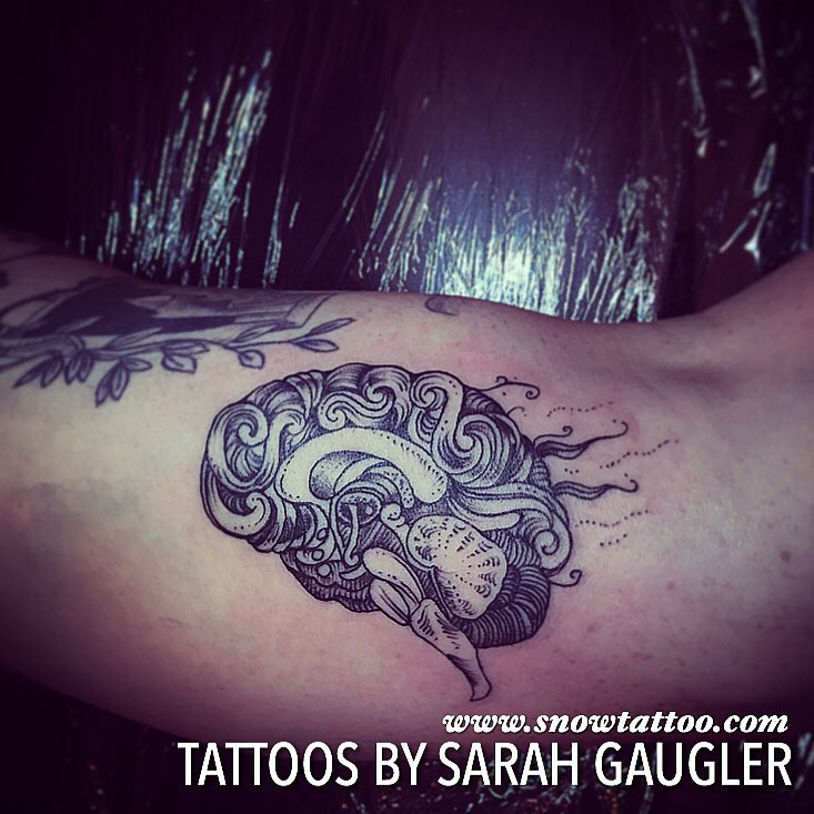 Unique Black Heart Tattoo On Leg Calf By Sarah Gaugler