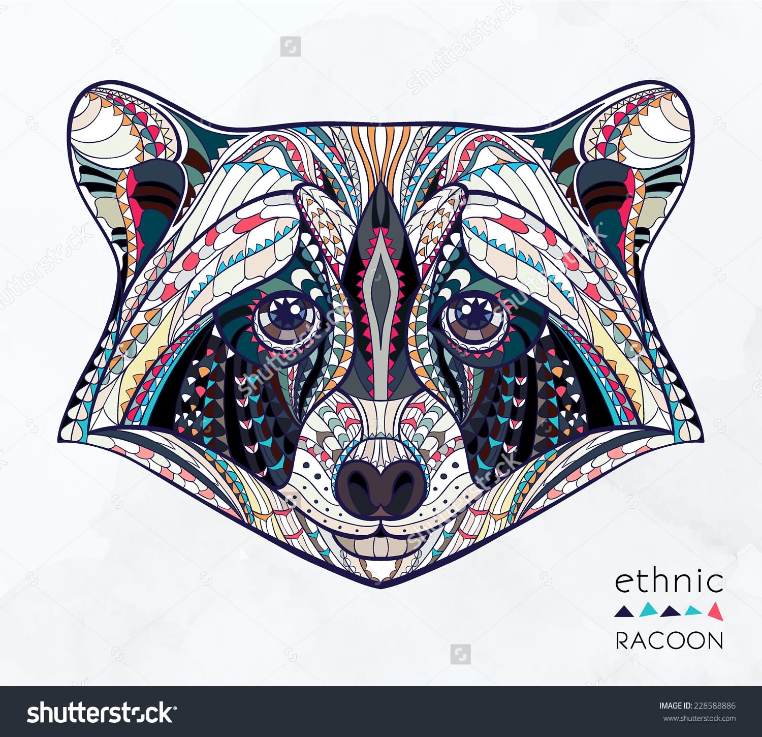 Unique Colorful Raccoon Head Tattoo Design