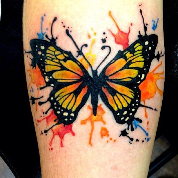 Watercolor Monarch Butterfly Tattoo