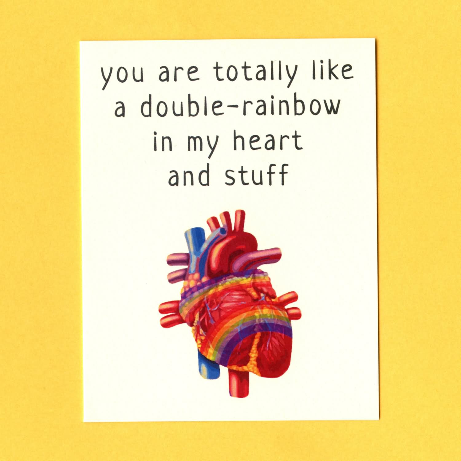 You Are Totally Like A Double Rainbow In My Heart And Stuff Funny Greeting Card