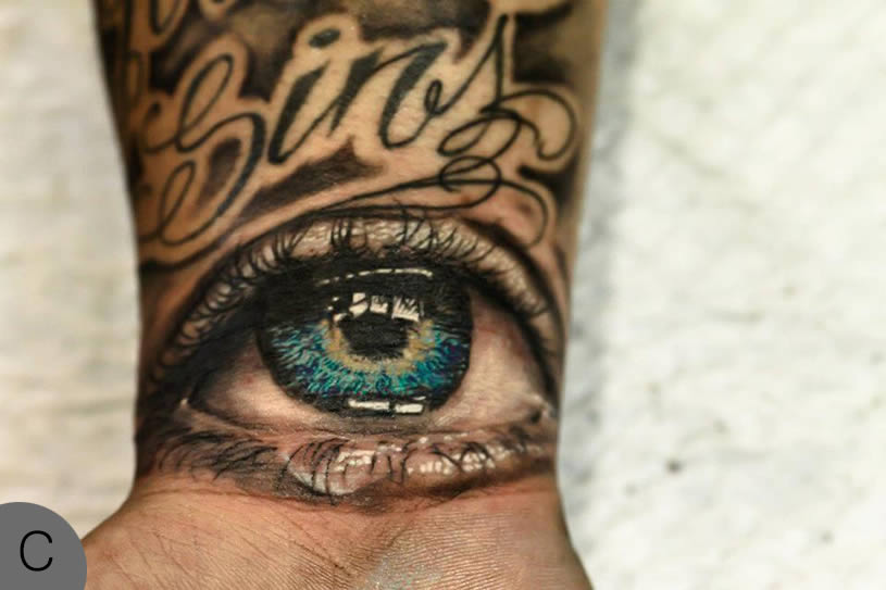3D Crying Eye Tattoo On Wrist By Mark Powell