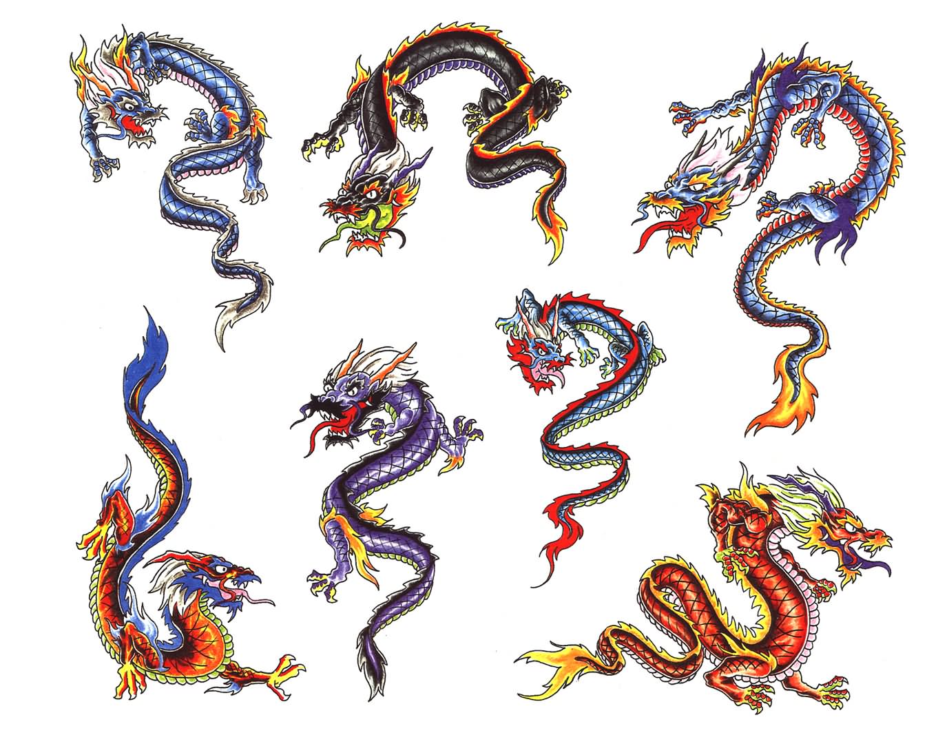 Amazing Colorful Dragon Tattoo Flash