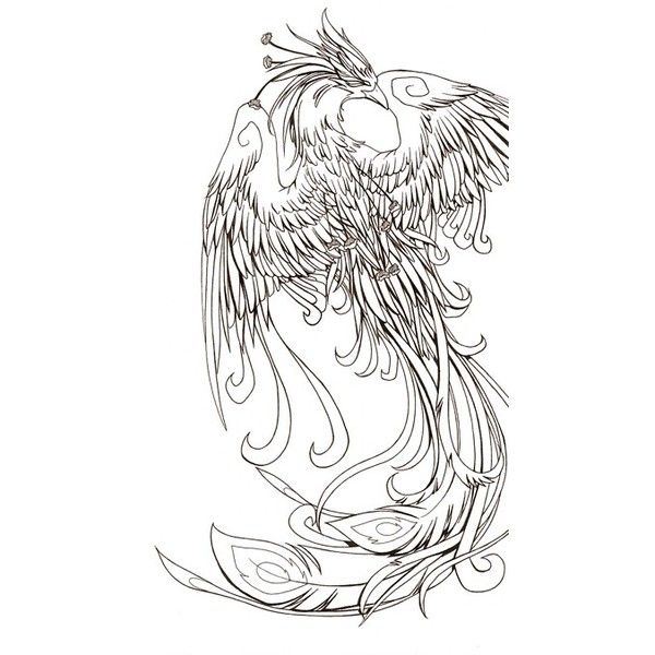 Amazing Flying Phoenix Tattoo Stencil